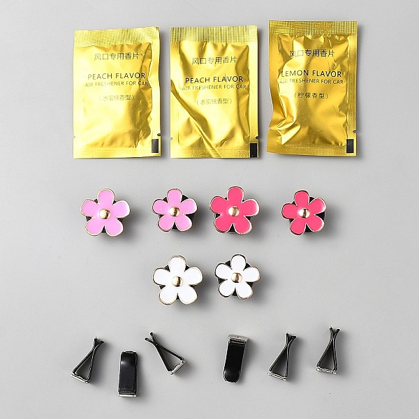 Clip de parfum pour grille d'aération de voiture en alliage émaillé en forme de fleur