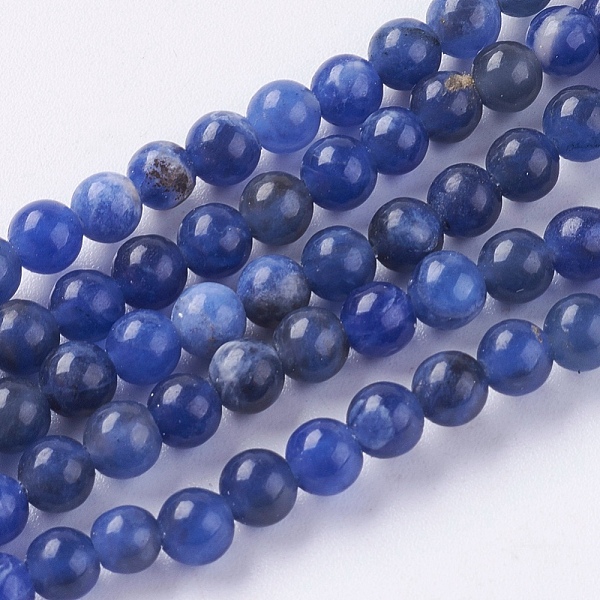 

PandaHall Natural Sodalite Beads Strands, Round, 4mm, Hole: 1mm, about 48pcs/strand, 7.6 inch Sodalite Round