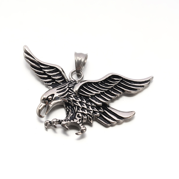 

PandaHall Eagle/Hawk Charm Retro 304 Stainless Steel Big Pendants, Antique Silver, 32.5x59.5x5mm, Hole: 5.5x8.5mm 304 Stainless Steel Other...
