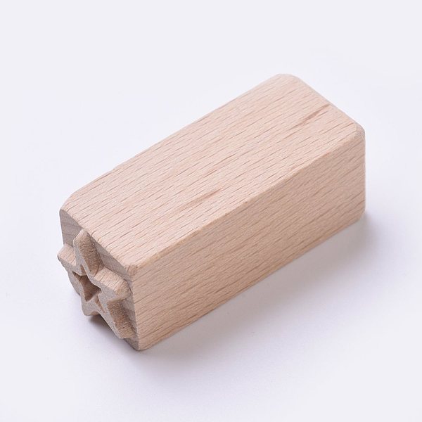 

PandaHall DIY Scrapbook, Wooden Stamps, Square with Star Pattern, BurlyWood, 49.5~50.5x19.5~20.5x19.5~20.5mm Wood Orange