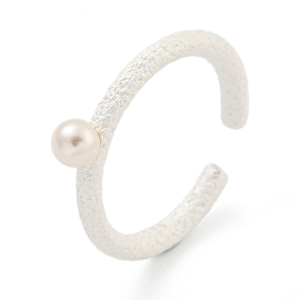 

PandaHall Round Shell Pearl Cuff Ring, 925 Sterling Silver Open Ring for Women, Silver, Adjustable Sterling Silver Round White