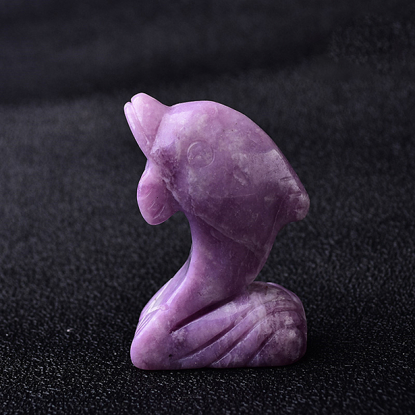 Natural Lepidolite Carved Healing Dolphin Figurines
