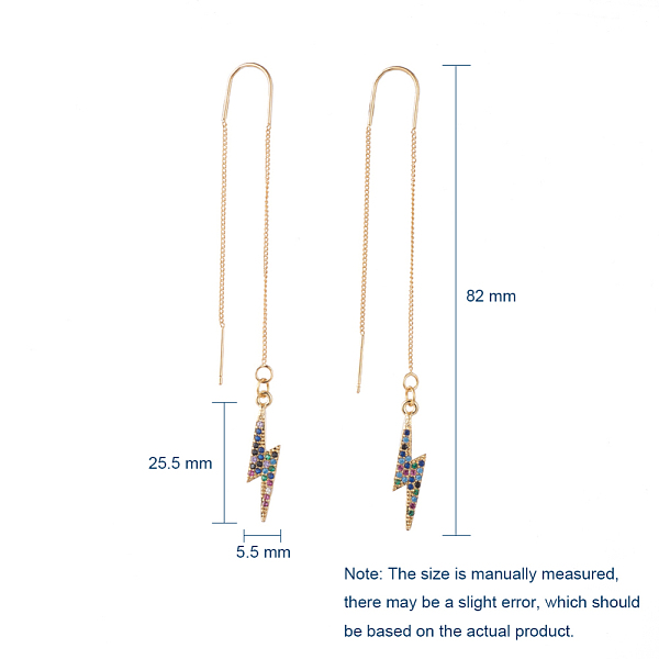 

PandaHall Ear Threads, Flash Earrings, with Brass Micro Pave Cubic Zirconia Pendants, Brass Stud Earring Findings and Cardboard Packing Box...