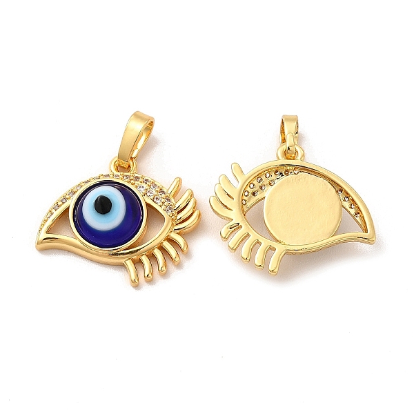 

PandaHall Rack Plating Brass Micro Pave Clear Cubic Zirconia Pendants, with Handmade Evil Eye Lampwork, Cadmium Free & Lead Free...