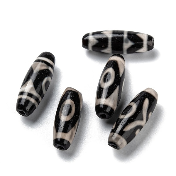 

PandaHall Tibetan Style dZi Beads, Natural Agate Beads, Dyed, Rice, Mixed Patterns, 30x10mm, Hole: 1.8mm Tibetan Agate Oval