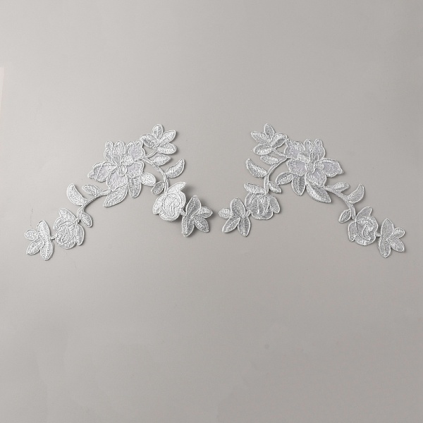 

PandaHall Flower Polyester Computerized Embroidery Sew on Patches, Iron on Appliques, with Adhesive Back, for Wedding Dress, Silver...
