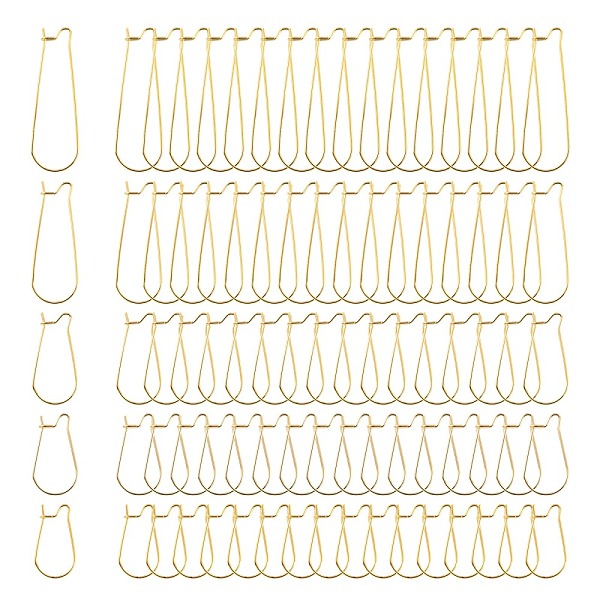 

PandaHall 100Pcs 5 Size 304 Stainless Steel Hoop Earring Findings, Kidney Ear Wire, Golden, 21 Gauge, 20~39x11~13.5x0.7mm, Pin: 0.7mm 304...