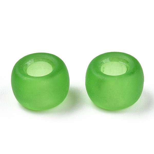 

PandaHall Transparent Plastic Beads, Frosted, Barrel, Lime Green, 9x6mm, Hole: 3.8mm, about 1900pcs/500g Plastic Barrel