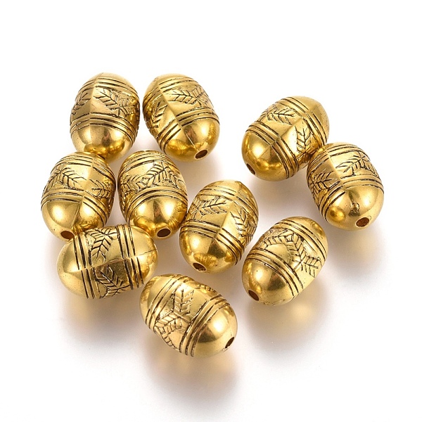 

PandaHall CCB Plastic Beads, Textured Oval, Antique Golden, 15x10~11mm, Hole: 1.6~1.8mm Plastic Oval