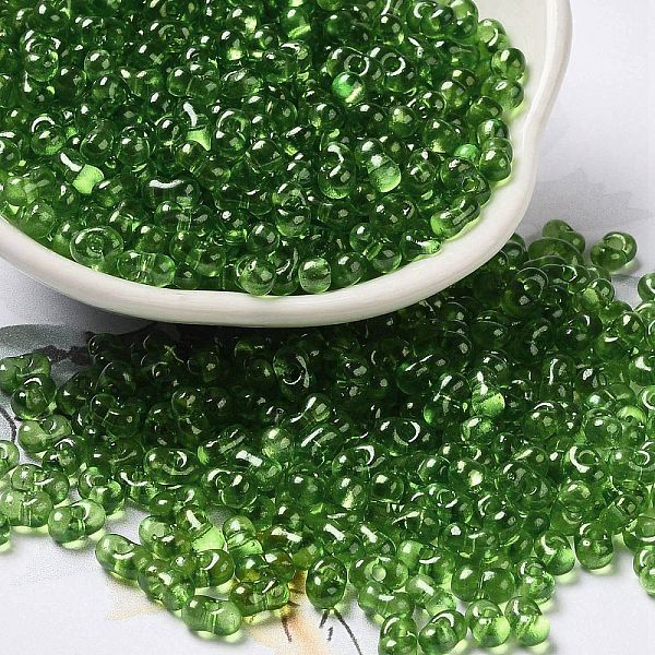 

PandaHall Baking Glass Seed Beads, Peanut, Green, 5.5~6x3~3.5x3mm, Hole: 1~1.2mm, about 4000pcs/pound Glass Peanut Green