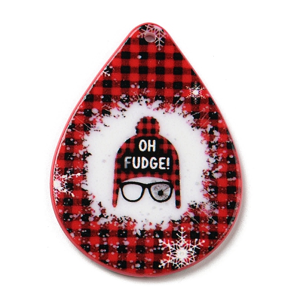 

PandaHall Christmas Theme Acrylic Pendants, Teardrop, Human, 47.5x35x2.5mm, Hole: 1.8mm Acrylic Human Red