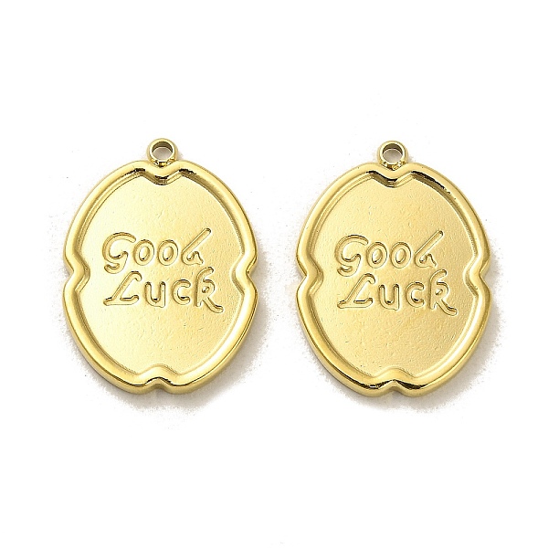 

PandaHall 304 Stainless Steel Pendants, Oval with Word Good Luck Charm, Real 14K Gold Plated, 20.5x15x2mm, Hole: 1.4mm 304 Stainless Steel...