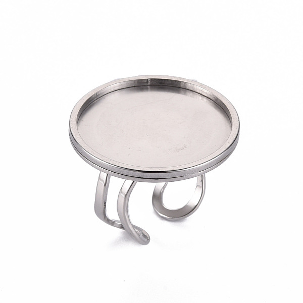 

PandaHall 201 Stainless Steel Cuff Pad Ring Settings, Laser Cut, Stainless Steel Color, Tray: 25mm, US Size 7 1/4(17.5)~US Size 8(18mm) 201...