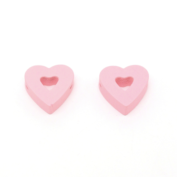 

PandaHall Natural Wood Beads, Hollow, Heart, Spray Painted, Pink, 23x25x10mm, Hole: 2.5mm Wood Heart Pink