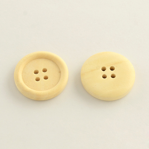 

PandaHall 4-Hole Wooden Buttons, Flat Round, BurlyWood, 15x4mm, Hole: 2mm Wood Flat Round Orange