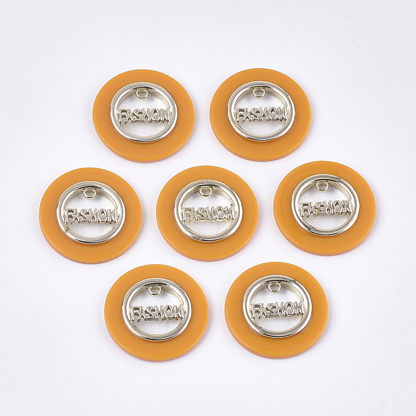 

PandaHall Opaque Acrylic Pendants, with Alloy Findings, Flat Round with Word Fashon, Light Gold, Mixed Color, 29x4mm, Hole: 1.8mm..., Multicolor