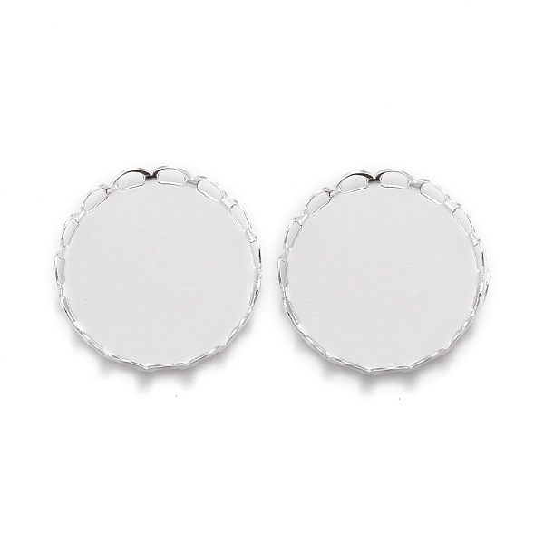 

PandaHall 304 Stainless Steel Cabochon Settings, Lace Edge Bezel Cups, Flat Round, Silver, Tray: 18mm, 19x3mm 304 Stainless Steel Flat Round