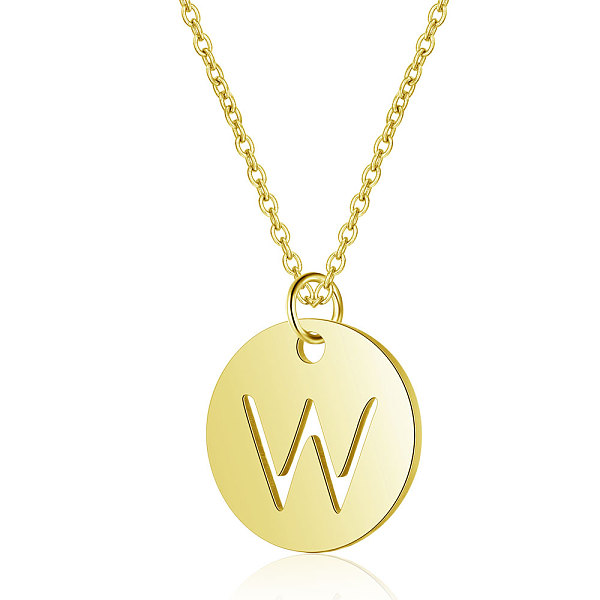 

PandaHall 201 Stainless Steel Initial Pendants Necklaces, with Cable Chains, Flat Round with Letter, Golden, Letter.W, 16.3 inch(40cm), 1mm...