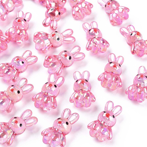 

PandaHall Transparent Acrylic Beads, with Enamel, AB Color Plated, Rabbit, Hot Pink, 25x14.5x11mm, Hole: 2.5mm Acrylic Rabbit
