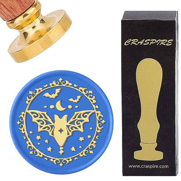 

PandaHall Brass Wax Seal Stamps with Rosewood Handle, for DIY Scrapbooking, Bat, 25mm Brass Bat
