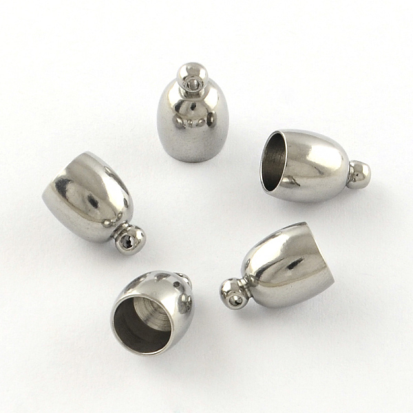 

PandaHall Smooth Surface 201 Stainless Steel Cord Ends, End Caps, Stainless Steel Color, 14x10mm, Hole: 1.5mm, Inner Diameter: 8mm 201...