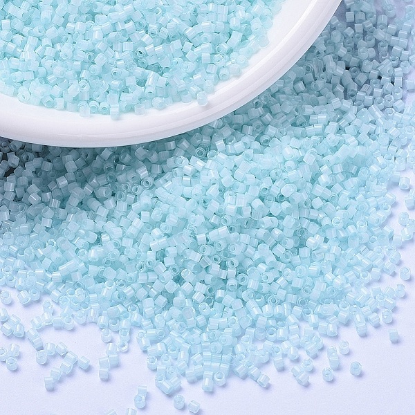 

PandaHall MIYUKI Delica Beads, Cylinder, Japanese Seed Beads, 11/0, (DB1859) Silk Inside Dyed Pale Blue, 1.3x1.6mm, Hole: 0.8mm, about..., Cyan