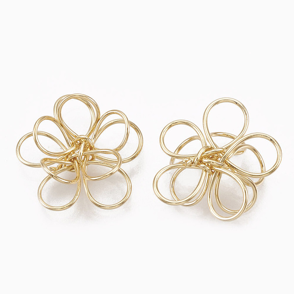 

PandaHall Brass Wire Beads, Real 18K Gold Plated, Flower, 14.5x15.5x6mm Brass