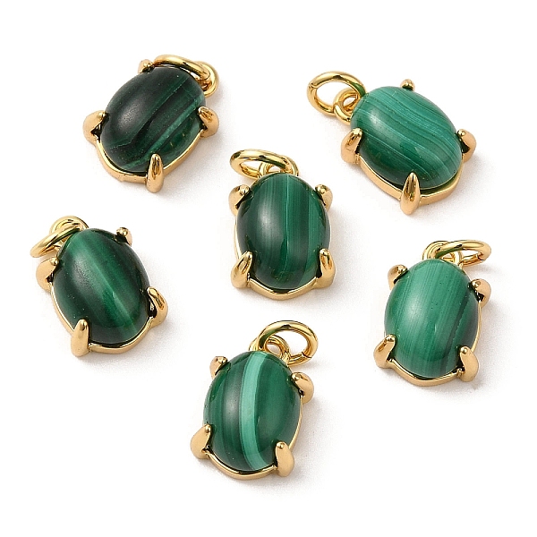 

PandaHall Natural Malachite Dyed Oval Charms, with Rack Plating Brass Findings and Jump Ring, Cadmium Free & Lead Free, Real 18K Gold Plated...