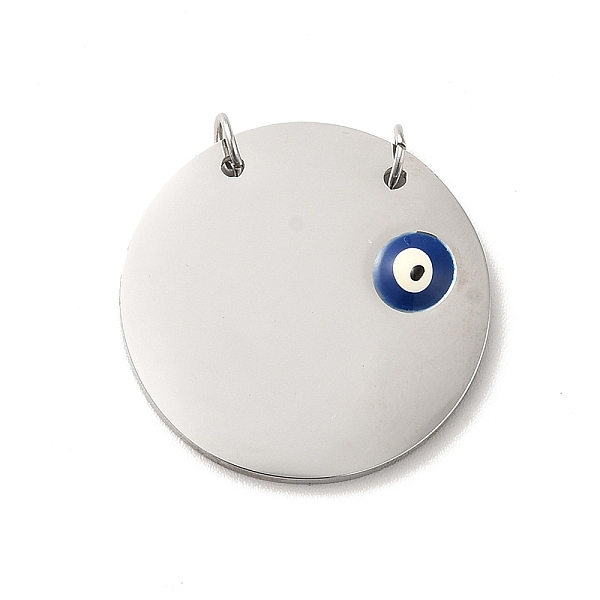 

PandaHall 304 Stainless Steel Connector Charms, Flat Round Links with Blue Evil Eye, with Enamel and Jump Rings, Stainless Steel Color...