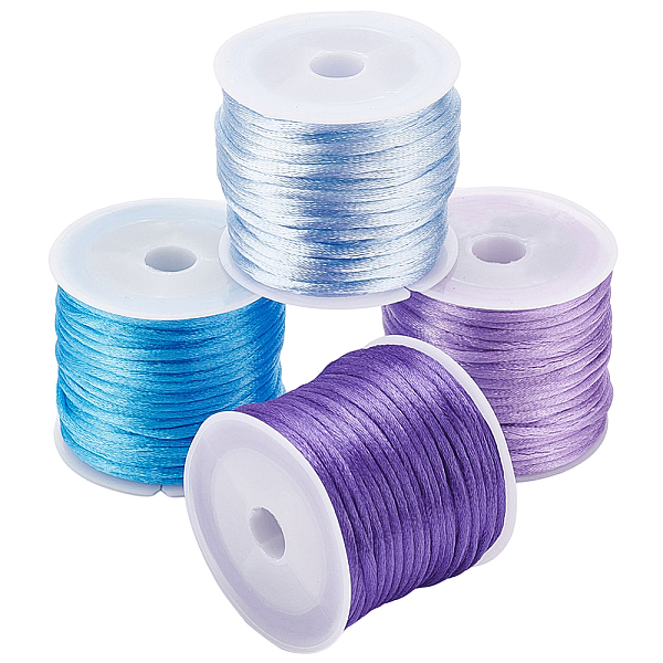 

PandaHall PH 2mm Nylon String 40 Yards Rattail Satin Cords Tail Cord Bracelet String Thread Chinese Knotting Cord for Braid Hair Jewelry..., Multicolor