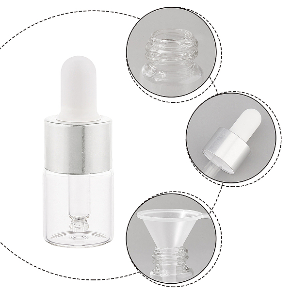 

PandaHall DIY 5ml Glass Dropper Bottles Kit, with Mini Transparent Plastic Funnel Hopper and Disposable Transfer Pipettes, Silver...