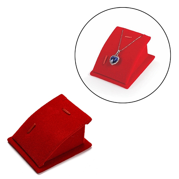 

PandaHall Velvet Curved Jewelry Displays, For Necklaces and Pendants, Red, 3.9x6.3x7.5cm Velvet Red