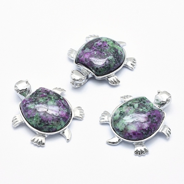 

PandaHall Natural Ruby in Zoisite Pendant, with Alloy Findings, Tortoise, Platinum, 38x30.5x8.2mm, Hole: 3x4.5mm Ruby in Zoisite Tortoise