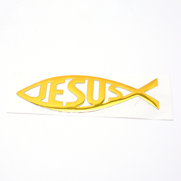 

PandaHall Waterproof PVC Adhesive Sticker Car Stickers, Fish with Word Jesus, for DIY Car Decorations, Yellow, 15.2x5x0.1cm Plastic Fish...