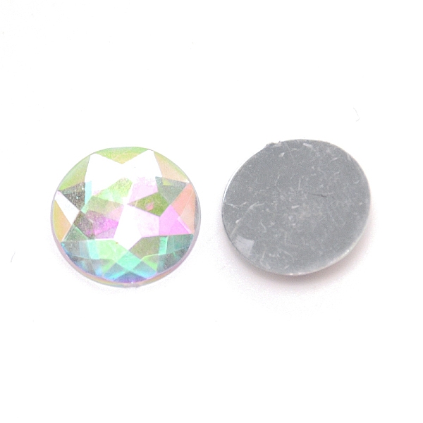 

PandaHall Acrylic Faceted Cabochons, Flat Round, Clear AB, 16x4mm, 500pcs/bag Acrylic Rhinestone Flat Round White