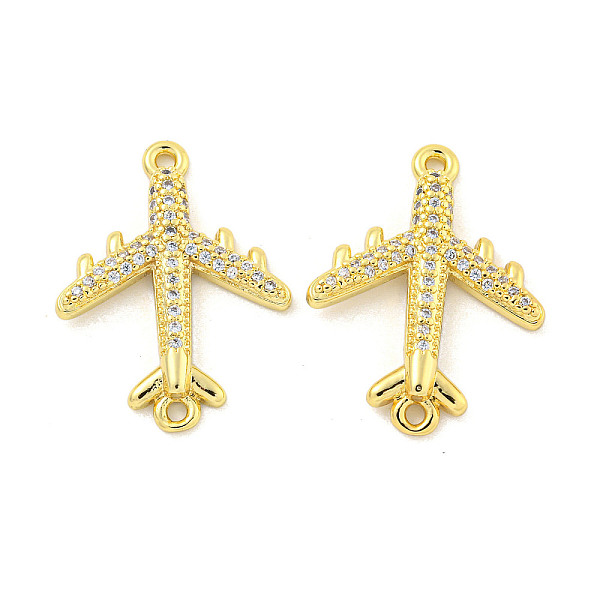 

PandaHall Rack Plating Brass Micro Pave Clear Cubic Zirconia Airplane Connector Charms, Cadmium Free & Lead Free, Long-Lasting Plated, Real...