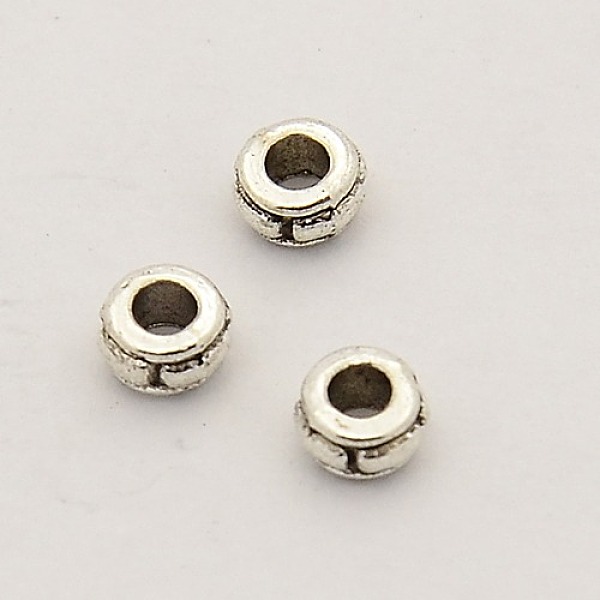 

PandaHall Antique Silver Rondelle Alloy Spacer Beads, 4x2mm, Hole: 1mm Alloy Rondelle
