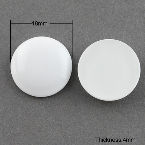 

PandaHall Painted Glass Cabochons, Half Round/Dome, White, 18mm, 5mm(Range: 4.5~5.5mm) thick Glass Half Round White