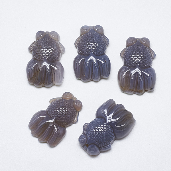 

PandaHall Natural Grey Agate Pendants, Fish, 35~35.5x23x8~9mm, Hole: 1mm Grey Agate Fish