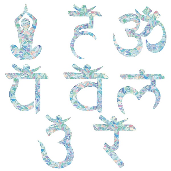 

PandaHall GORGECRAFT 16pcs Yoga Window Clings 8 Styles Large Rainbow Window Clings 3D Decorative Window Film Anti-Collision Window Stickers...