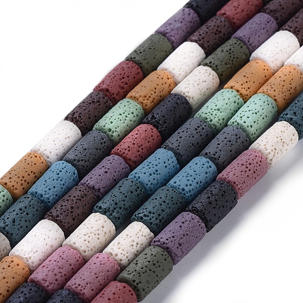 

PandaHall Natural Lava Rock Beads Strands, Dyed, Column, Colorful, 14~15x8mm Lava Rock Column