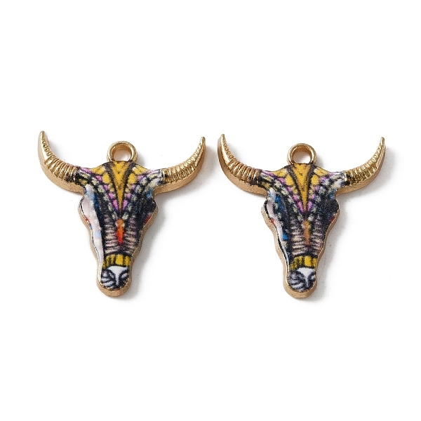 

PandaHall Zinc Alloy Enamel Pendants, Light Gold, Cattle Head, Colorful, 22.5x20.5x2.5mm, Hole: 2mm Alloy+Enamel Other Animal