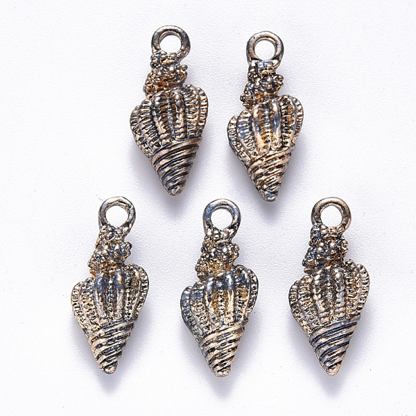 

PandaHall Alloy Enamel Pendants, Spiral Shell Shape, Light Gold, Gray, 19.5x7.5x6.5mm, Hole: 2.5mm Alloy+Enamel Shell Shape Gray