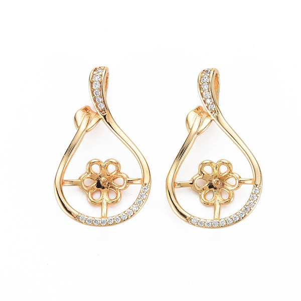 

PandaHall Brass Micro Pave Clear Cubic Zirconia Peg Bails Pendants, Nickel Free, For Half Drilled Beads, Teardrop, Real 18K Gold Plated...