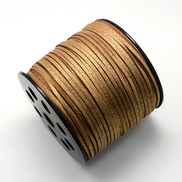 

PandaHall Eco-Friendly Faux Suede Cord, Faux Suede Lace, with Glitter Powder, Camel, 2.7x1.4mm, about 100yards/roll(300 feet/roll) Faux..., Brown
