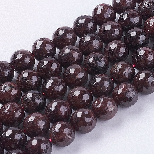 

PandaHall Natural Garnet Beads Strands, Faceted, Round, 10mm, Hole: 1mm, about 38pcs/strand, 15.75 inch Garnet Round