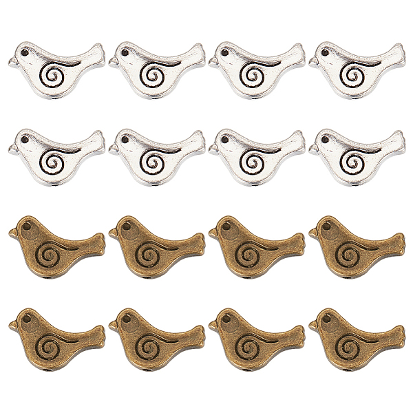 

PandaHall GOMAKERER 80pcs Tibetan Style Alloy Beads, Bird, Mixed Color, 9x15x2.5mm, Hole: 1.5mm Alloy Bird