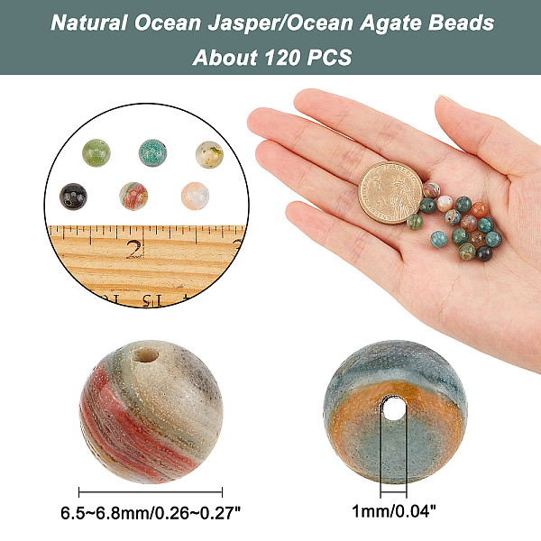 ARRICRAFT Natural Ocean Jasper/Ocean Agate Beads Strands