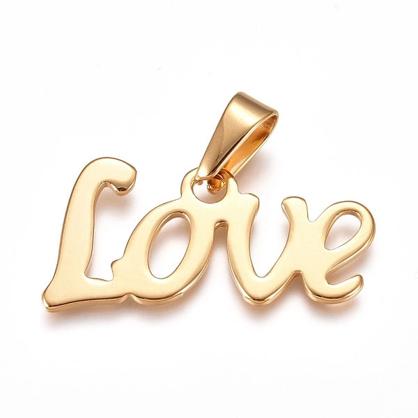 

PandaHall 304 Stainless Steel Pendants, Word Love, Golden, 16x34.5x1.5mm, Hole: 10x4.5mm 304 Stainless Steel Word