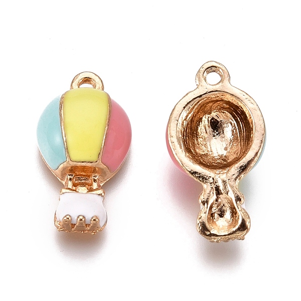 

PandaHall Alloy Enamel Pendants, Hot Air Balloon, Golden, Colorful, 17.5x9.5x5.5mm, Hole: 1.2mm Alloy+Enamel Balloon
